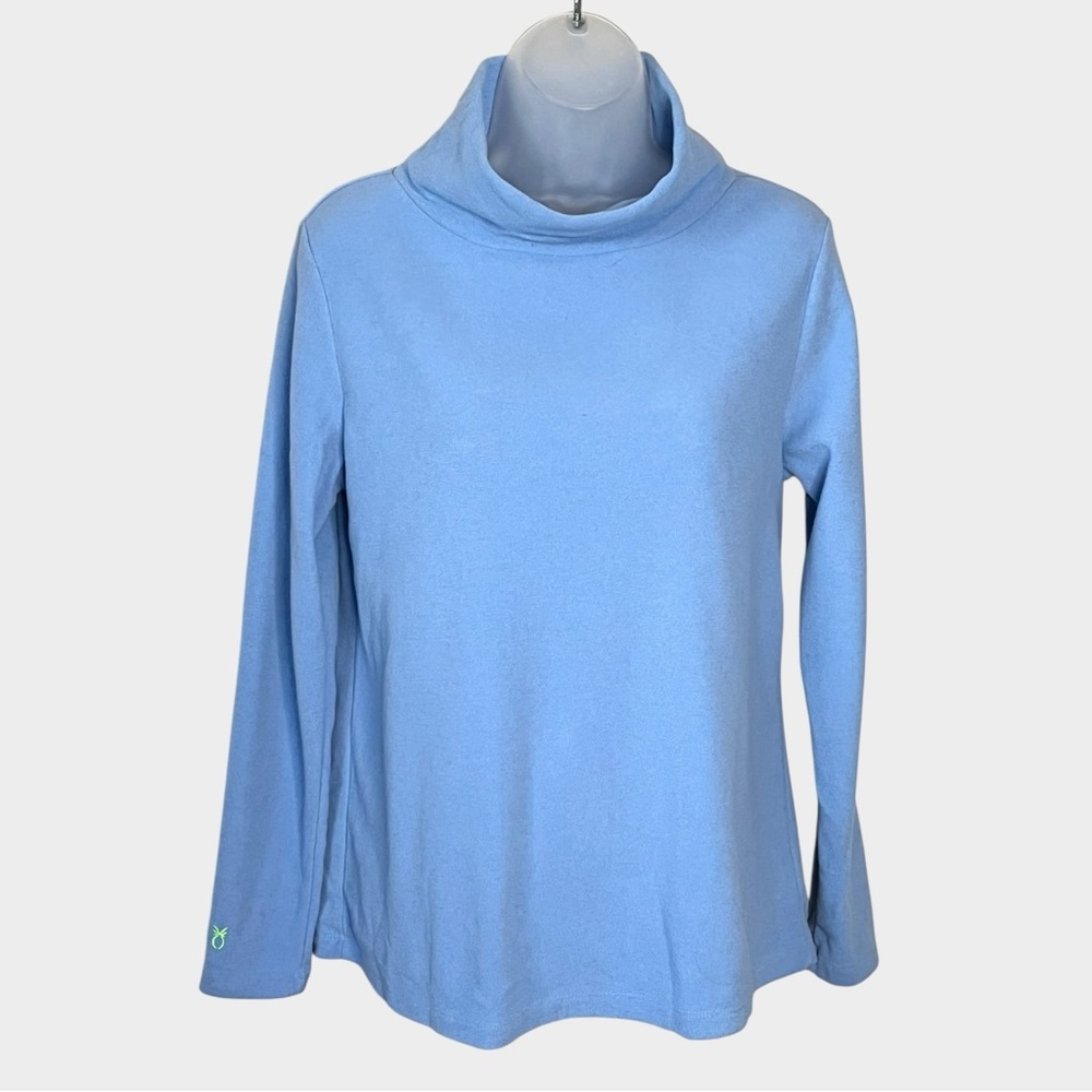 DUDLEY STEPHENS Greenpoint Pastel Blue TurtleNeck Pullover Vello Fleece Medium - Picture 2 of 6